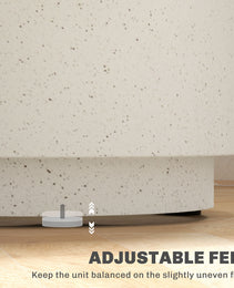 Lightweight Accent Table with Concrete Finish Round Side Table, Light Yellow