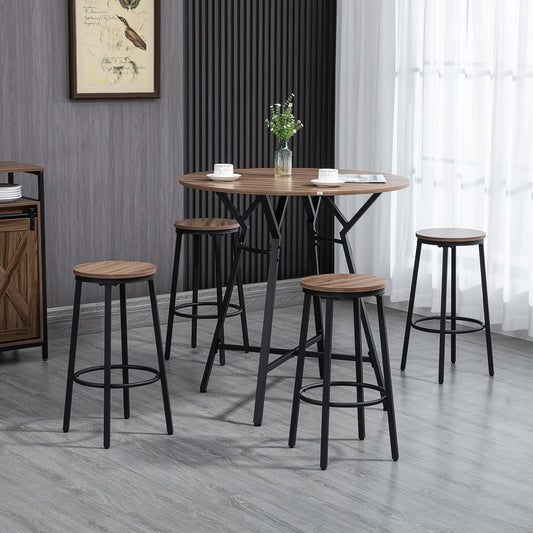 5-Piece Bar Table And Chairs Set, Space Saving Dining Table & 4 Stools