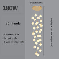 Stairs Modern Nordic LED Glass Chandelier Loft Duplex Living Room Lamp Hotel Lobby Long Chandelier Home Decorative Lighting