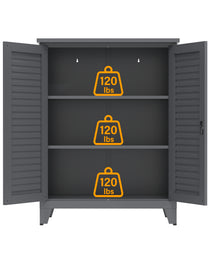47'' Tall Metal Tool Storage Cabinet, With Ample Storage Space For Garage,Warehouse,Garden,Office, Living Room,Bathroom,Utility Room Slate