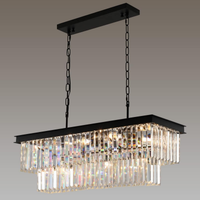 Black Crystal Chandeliers for Dining Room，9-Lights L28 Inch