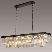 Black Crystal Chandeliers for Dining Room，9-Lights L28 Inch