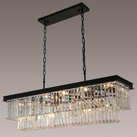 Black Crystal Chandeliers for Dining Room，9-Lights L28 Inch