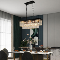 Black Crystal Chandeliers for Dining Room，9-Lights L28 Inch