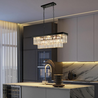 Black Crystal Chandeliers for Dining Room，9-Lights L28 Inch