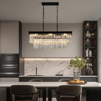 Black Crystal Chandeliers for Dining Room，9-Lights L28 Inch
