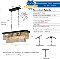 Black Crystal Chandeliers for Dining Room，9-Lights L28 Inch