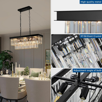 Black Crystal Chandeliers for Dining Room，9-Lights L28 Inch