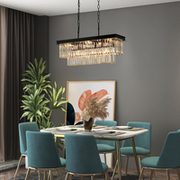 Black Crystal Chandeliers for Dining Room，9-Lights L28 Inch
