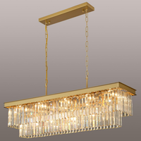 Black Crystal Chandeliers for Dining Room，9-Lights L28 Inch