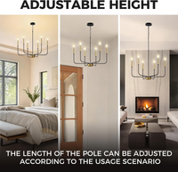Black and Gold Chandeliers, 6-Light Farmhouse Chandeliers for Dining Room