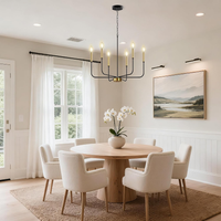 Black and Gold Chandeliers, 6-Light Farmhouse Chandeliers for Dining Room
