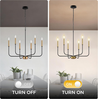 Black and Gold Chandeliers, 6-Light Farmhouse Chandeliers for Dining Room