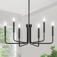 Black and Gold Chandeliers, 6-Light Farmhouse Chandeliers for Dining Room