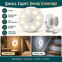 8-LED Rechargeable Motion Sensor Night Light – Magnetic Wall Lamp