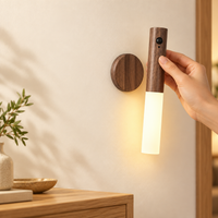 Rechargeable Motion Sensor Wall Light – Magnetic Wooden Sconce