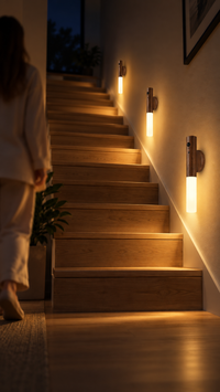 Rechargeable Motion Sensor Wall Light – Magnetic Wooden Sconce