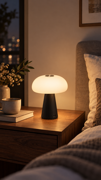 ABKO Cordless Rechargeable Mushroom Table Lamp – 3-Color Dimmable