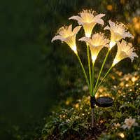Solar Lily Garden Stake Lights – Warm White, IP65 Waterproof
