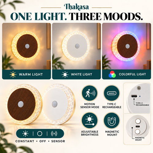 Smart Rechargeable Motion-sensor Wall Light Bedside Night Light