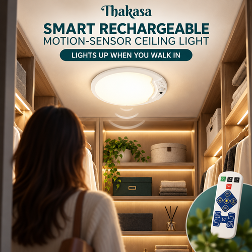Motion Sensor LED Ceiling Light Remote Control Dimmable Body Sensor Light Automatic Rechargeable Motion Activated Light Closet