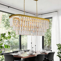 Crystal Chandelier, 13-Light 3 Tiers Hexagon Crystal Light, Adjustable Hanging Metal Ceiling Lighting Fixture, Modern Foyer Dining Room Chandeliers for Bedroom,Hallway,Kitchen, L39-Inch Black
