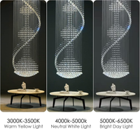 Crystal Chandelier, Modern Large Spiral Raindrop Chandeliers, Flush Mount Pendant Light Fixture, Big Chandelier for High Ceiling, Entryway, Staircase, Foyer, Entrance D31.5 X H94.5