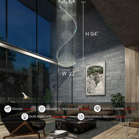 Crystal Chandelier, Modern Large Spiral Raindrop Chandeliers, Flush Mount Pendant Light Fixture, Big Chandelier for High Ceiling, Entryway, Staircase, Foyer, Entrance D31.5 X H94.5