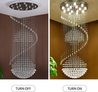 Crystal Chandelier, Modern Large Spiral Raindrop Chandeliers, Flush Mount Pendant Light Fixture, Big Chandelier for High Ceiling, Entryway, Staircase, Foyer, Entrance D31.5 X H94.5