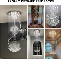 Crystal Chandelier, Modern Large Spiral Raindrop Chandeliers, Flush Mount Pendant Light Fixture, Big Chandelier for High Ceiling, Entryway, Staircase, Foyer, Entrance D31.5 X H94.5
