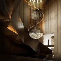Crystal Chandelier, Modern Large Spiral Raindrop Chandeliers, Flush Mount Pendant Light Fixture, Big Chandelier for High Ceiling, Entryway, Staircase, Foyer, Entrance D31.5 X H94.5