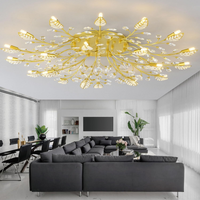 Crystal Flush Mount Ceiling Light,Black 12-Light Crystal Leaf Chandeliers