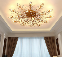 Crystal Flush Mount Ceiling Light,Black 12-Light Crystal Leaf Chandeliers