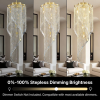 Crystal Long Chandeliers for High Ceiling: Large Gold Raindrop Chandelier