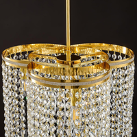 Crystal Long Chandeliers for High Ceiling: Large Gold Raindrop Chandelier