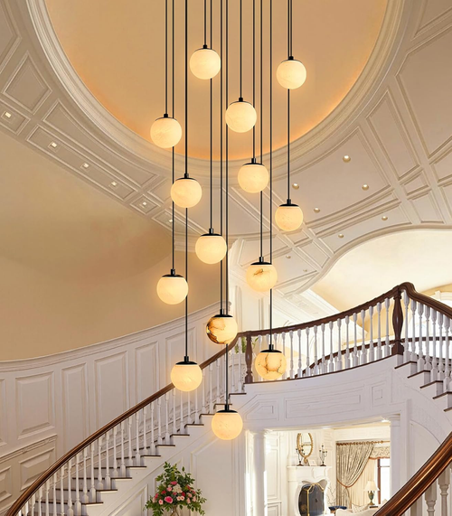 Crystal Long Chandeliers for High Ceiling: Large Gold Raindrop Chandelier