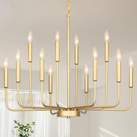 Gold Chandeliers for Dining Room Light Fixture，D28 Inch