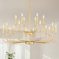 Gold Chandeliers for Dining Room Light Fixture，D28 Inch