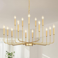 Gold Chandeliers for Dining Room Light Fixture，D28 Inch