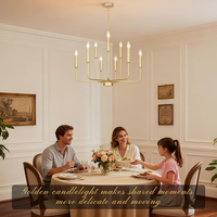 Gold Chandeliers for Dining Room Light Fixture，D28 Inch