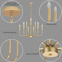 Gold Chandeliers for Dining Room Light Fixture，D28 Inch