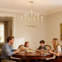 Gold Chandeliers for Dining Room Light Fixture，D28 Inch