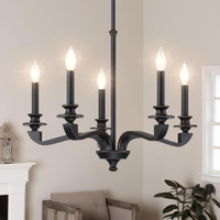 Gold Chandeliers for Dining Room, 25.5 Inch Vintage Gold Chandelier Light Fixture over Table, Farmhouse Candle Chandeliers, 5-Light Brass Chandeliers for Kitchen, Bedroom, Living Room (E12 Base)