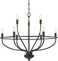Gold Chandeliers for Dining Room, 25.5 Inch Vintage Gold Chandelier Light Fixture over Table, Farmhouse Candle Chandeliers, 5-Light Brass Chandeliers for Kitchen, Bedroom, Living Room (E12 Base)