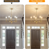 Gold Chandeliers for Dining Room, 25.5 Inch Vintage Gold Chandelier Light Fixture over Table, Farmhouse Candle Chandeliers, 5-Light Brass Chandeliers for Kitchen, Bedroom, Living Room (E12 Base)