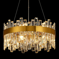 Gold Crystal Chandeliers for Dining Room，12-Lights D20 Inch