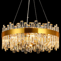 Gold Crystal Chandeliers for Dining Room，12-Lights D20 Inch