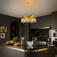 Gold Crystal Chandeliers for Dining Room，12-Lights D20 Inch
