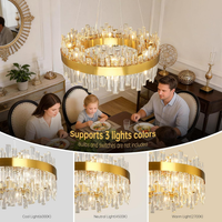 Gold Crystal Chandeliers for Dining Room，12-Lights D20 Inch