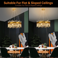 Gold Crystal Chandeliers for Dining Room，12-Lights D20 Inch